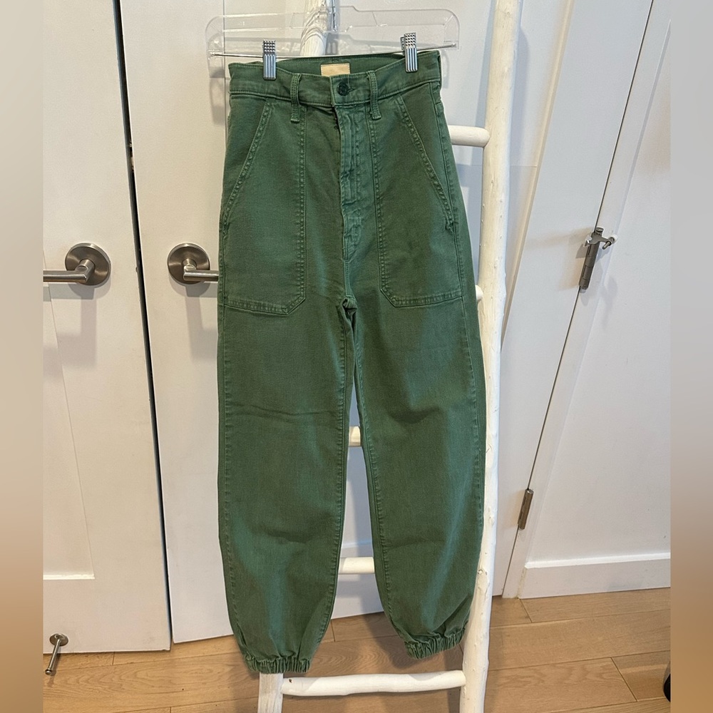 MOTHER Olive Green High-Waist Utility Jogger Pants
